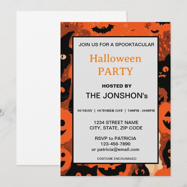 Invitación Spooktacular Dark Halloween Party I (Anverso / Reverso)