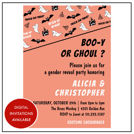 Invitación Spooktacular Fantasma Naranja Revelación de género