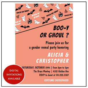 Invitación Spooktacular Fantasma Naranja Revelación de género
