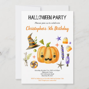 Invitación Spooktacular Halloween Bash Kids Birday Fiesta