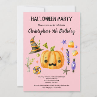 Invitación Spooktacular Halloween niños cumpleaños Fiesta ros