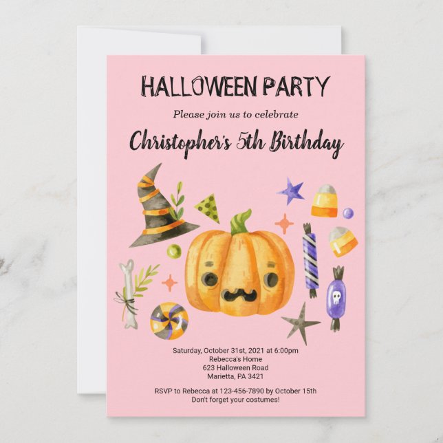 Invitación Spooktacular Halloween niños cumpleaños Fiesta ros (Anverso)