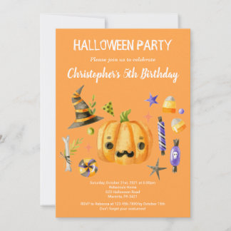 Invitación Spooktacular Halloween niños Naranja Fiesta de cum