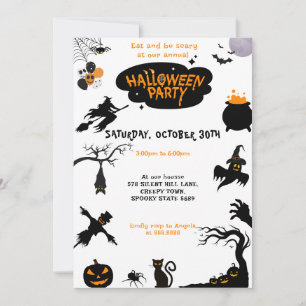 Invitación Spooktacular Halloween Party Black Naranja