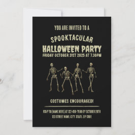 Invitación Spooktacular Halloween Party. Funny Skeletons