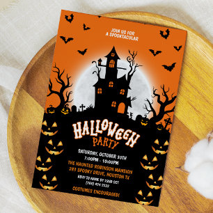 Invitación Spooktacular Haunly House Pumpkin Halloween Party
