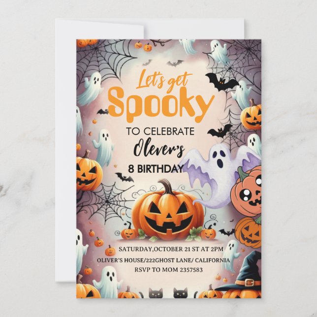 Invitación Spooky Birthday Invitation Editable Digital Down (Anverso)