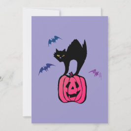 Invitación Spooky Cat Halloween Pumpkin Pop Art