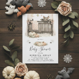 Invitación Spooky Chic Gothic Bat & Pumpkins Baby Shower