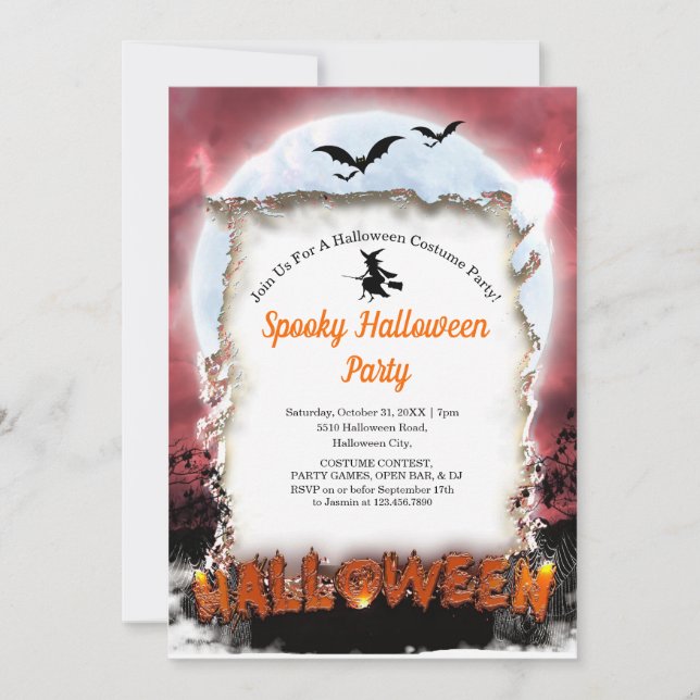 Invitación Spooky Costume Halloween Party  (Anverso)