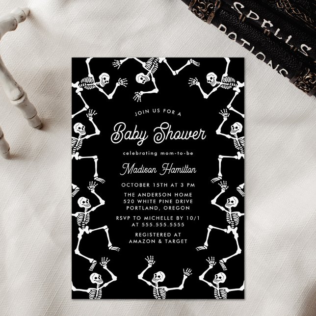 Invitación Spooky Dancing Skeletons Baby Shower (Subido por el creador)