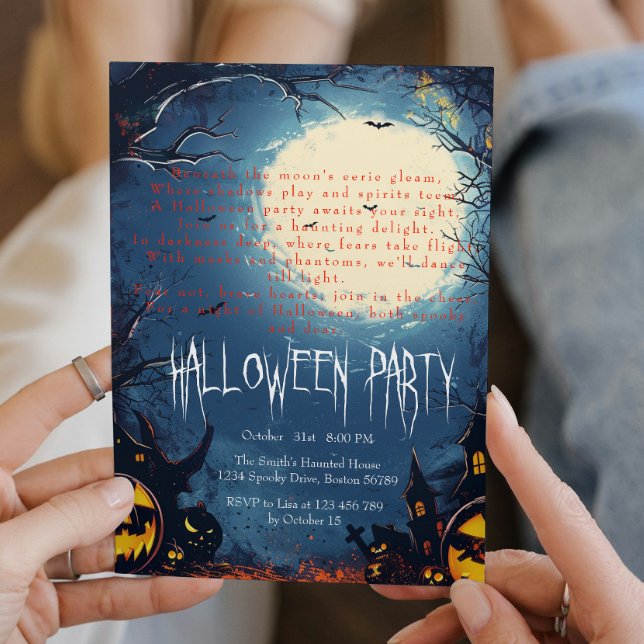 Invitación Spooky Forest and Pumpkins Blue Halloween (Subido por el creador)