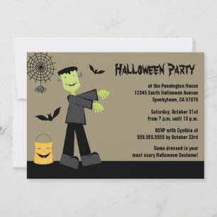 Invitación Spooky frankenstein bat halloween party