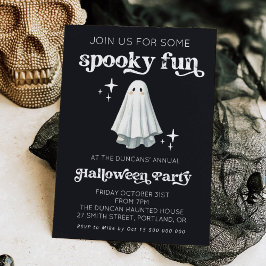 Invitación Spooky Fun Retro Ghost Halloween Invitation