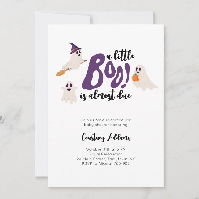 Invitación Spooky Ghosts Halloween Baby Shower (Anverso)