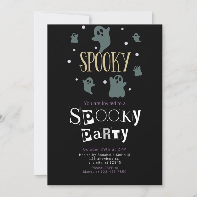 Invitación Spooky Group of Cute Ghosts Head Halloween (Anverso)