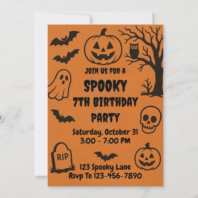 Invitación Spooky Halloween Birthday (Anverso)