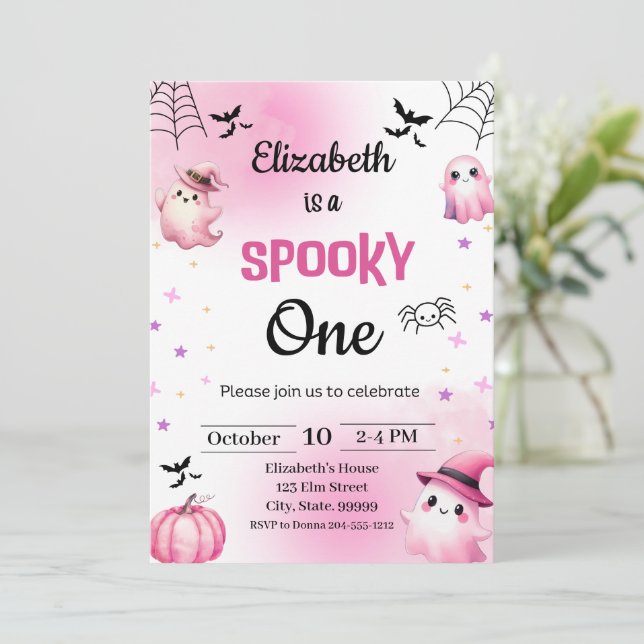 Invitación Spooky Halloween Birthday Chica (Anverso de pie)
