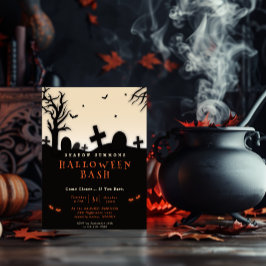 Invitación Spooky Halloween Graveyard Silhouette Fiesta