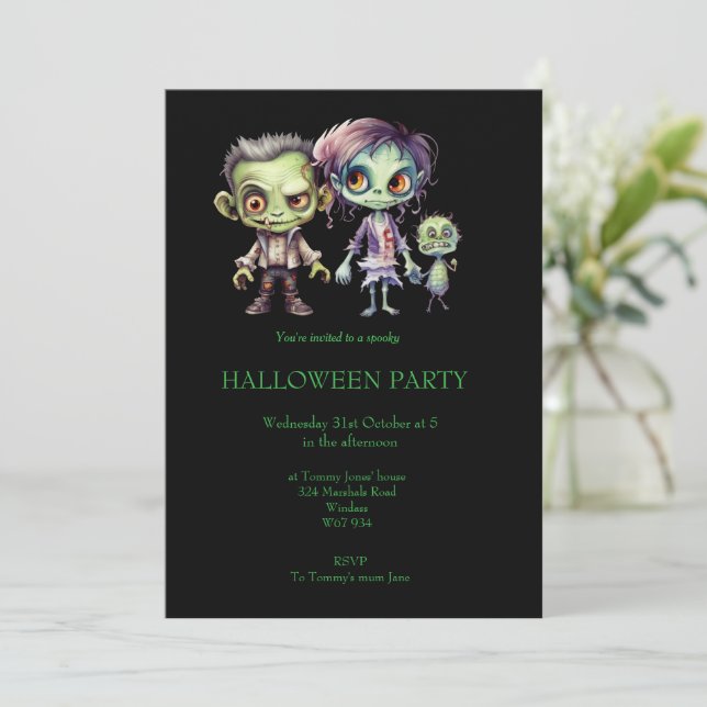 Invitación Spooky Halloween Party Invitation (Anverso de pie)