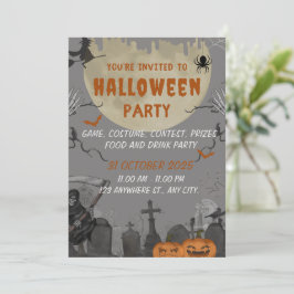 Invitación Spooky Halloween Party Invitation Card
