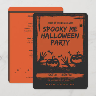 Invitación Spooky Halloween Party Invitation Orange Black
