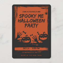 Invitación Spooky Halloween Party Invitation Orange Black