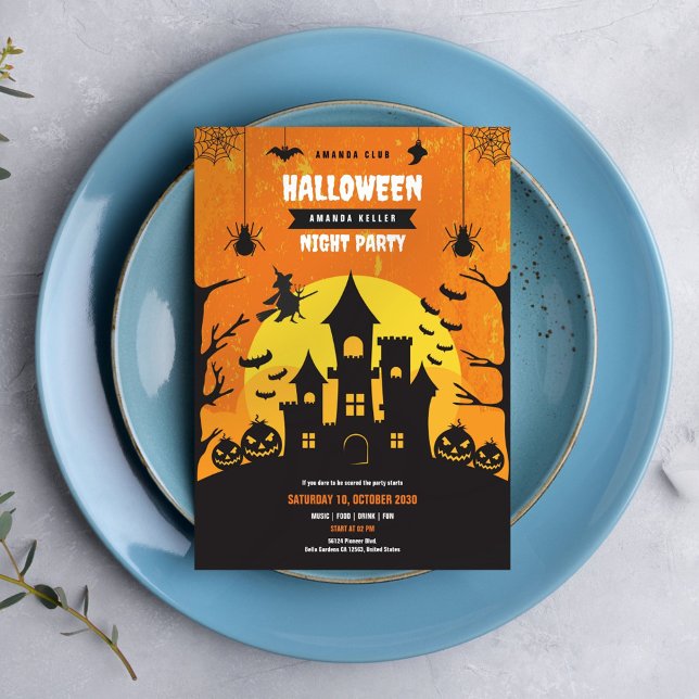 Invitación Spooky Haunted Castle Halloween Night Fiesta (Subido por el creador)
