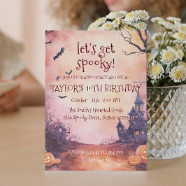 Invitación Spooky House y Bats Halloween Birday Party