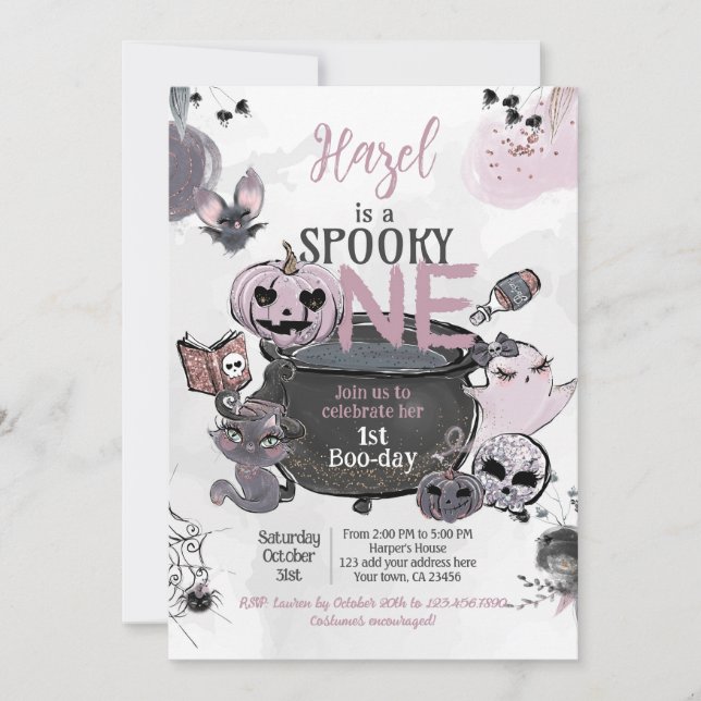 Invitación Spooky One 1st Birthday Halloween (Anverso)