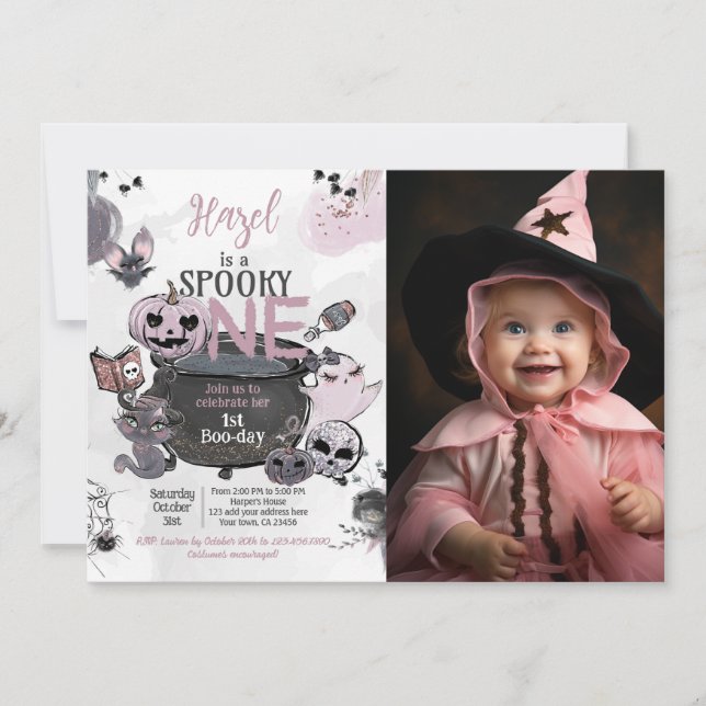 Invitación Spooky One 1st Birthday Halloween (Anverso)
