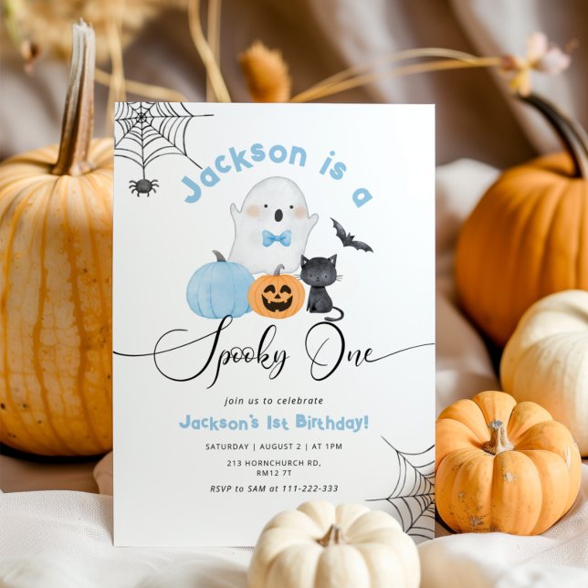 Invitación Spooky One Blue Halloween Primer cumpleaños de niñ (Subido por el creador)
