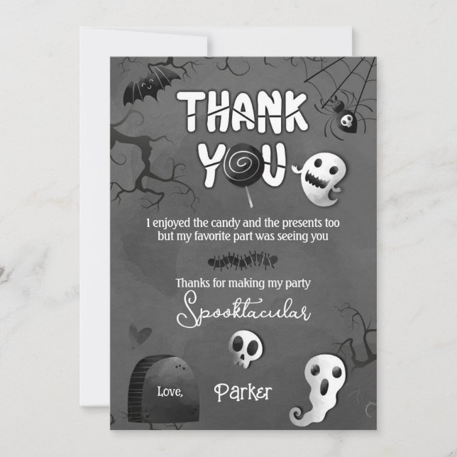 Invitación Spooky One Ghost Halloween Thank You Cards (Anverso)