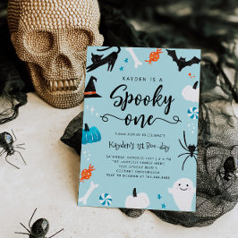 Invitación Spooky One Halloween Birthday Blue