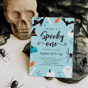 Invitación Spooky One Halloween Birthday Blue