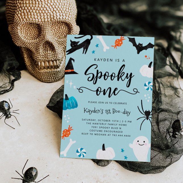 Invitación Spooky One Halloween Birthday Blue (Subido por el creador)