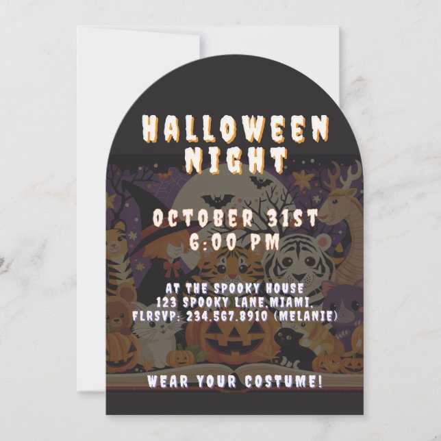 Invitación Spooky Season Magical Forest Creatures (Anverso)