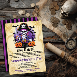 Invitación Spooky Skeleton Pirate Halloween Party