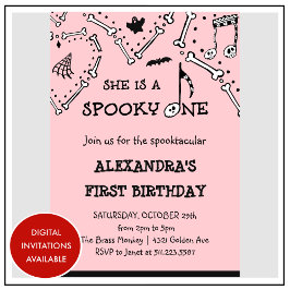 Invitación Spooky Spooktacular Skull Halloween 1º cumpleaños