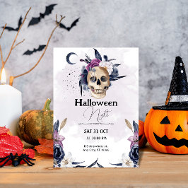 Invitación Spooky & Stylish: Halloween con acuarela violeta