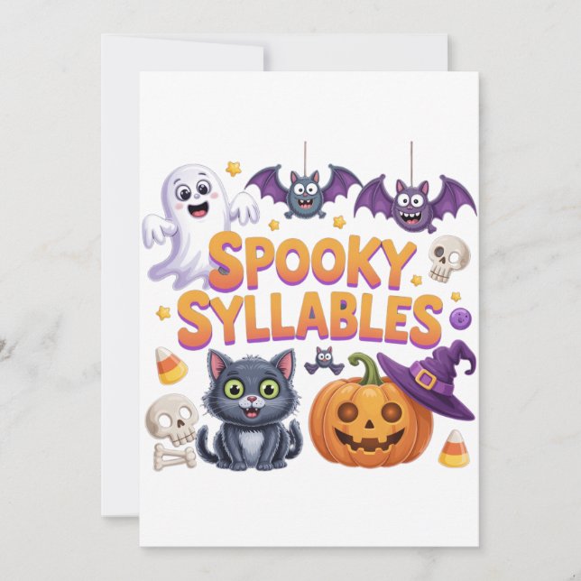 Invitación Spooky Syllables (Anverso)