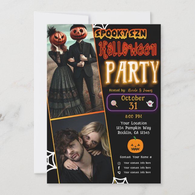 Invitación Spooky Szn Glow Halloween Fiesta de fotografía de  (Anverso)