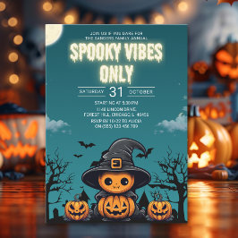 Invitación Spooky Vibes Only Halloween Party – Cute Pumpkin