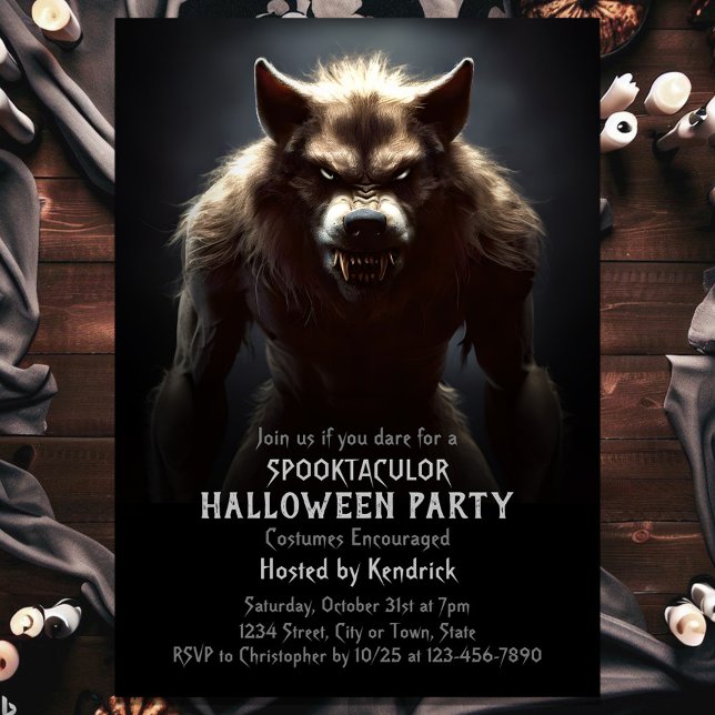 Invitación Spooky Werewolf Halloween Fiesta de disfraces (Subido por el creador)
