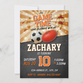Invitación Sport birthday invite Soccer Football AFL