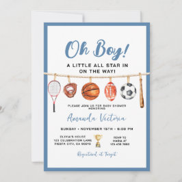Invitación Sport Boy Ball All Star Themed Party Baby Shower