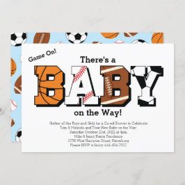 Invitación Sports Baby Shower Co-ed Theme Boy Blue