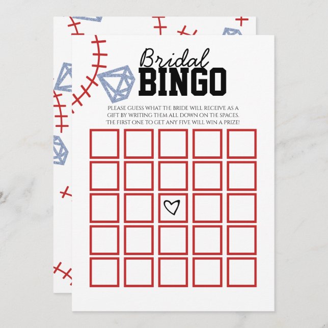 Invitación Sports Baseball Homerun Glitter Bridal Shower Game (Anverso / Reverso)