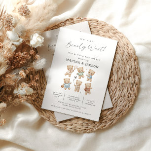 Invitación Sports Bear Baby Shower. Apenas Esperamos