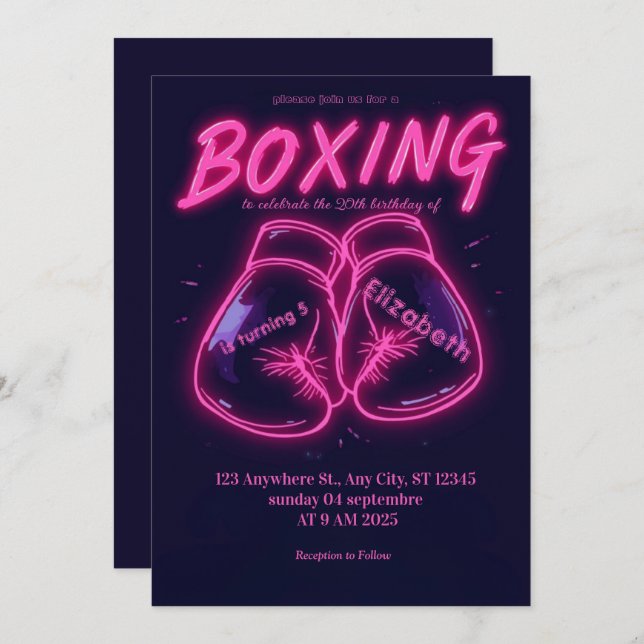 Invitación sports boxing birthday invitation (Anverso / Reverso)